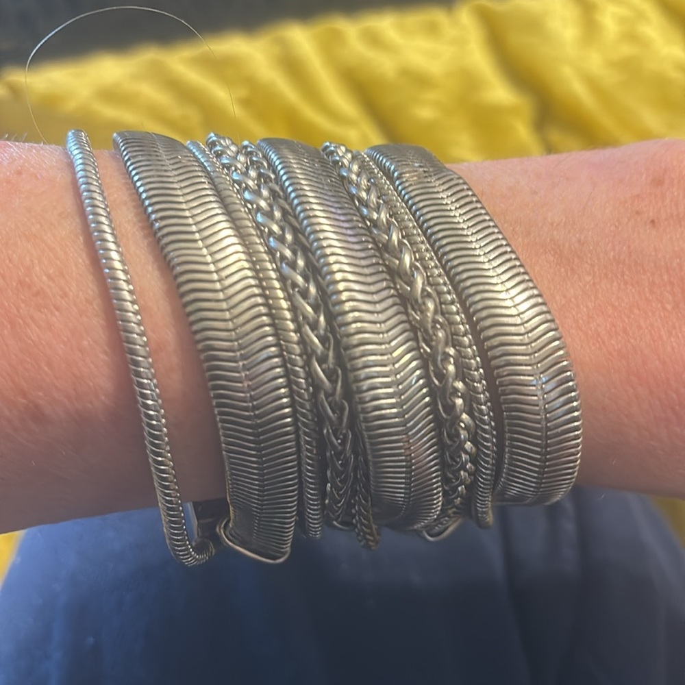 Kendra Scott heavy chain-link silver bracelet.